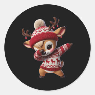 Adesivo Redondo Rebelde De Natal Familiar Xmas Deer Kids G