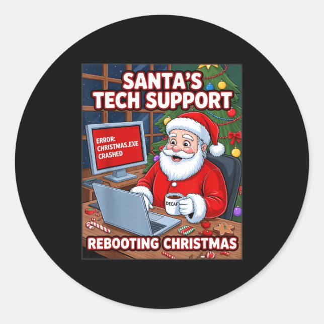 Adesivo Redondo Rebooting s Tech Support Santa Squad (Frente)