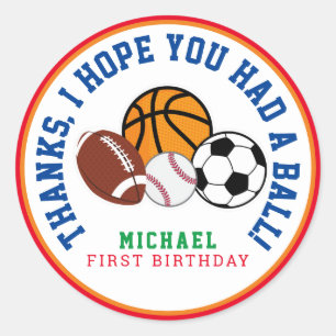 Adesivo Redondo Rec Sport All Star Party Obrigado Tag Favorito