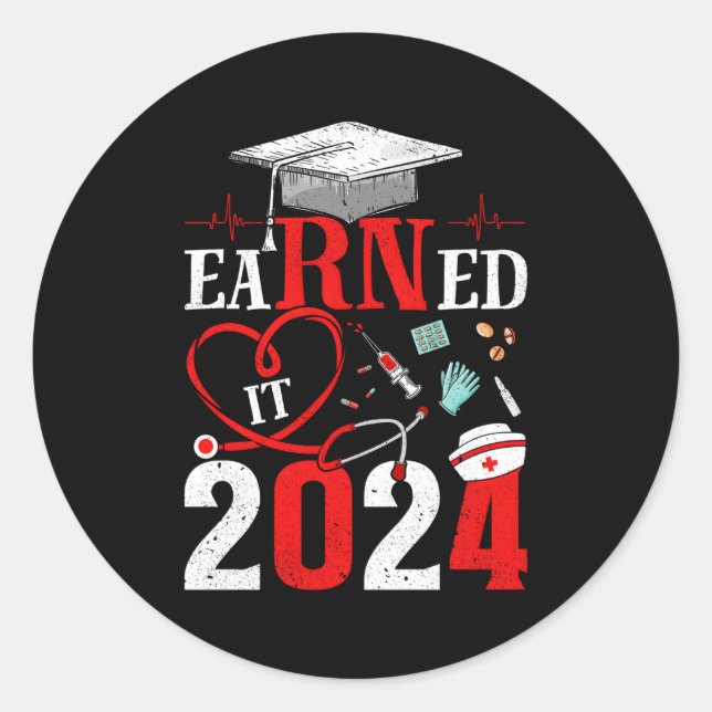 Adesivo Redondo Recebeu 2024 Para Graduação De Enfermeiros Ou Clas (Frente)