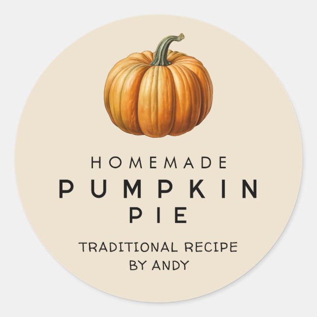 Adesivo Redondo Receita caseira de torta de abóbora (Frente)