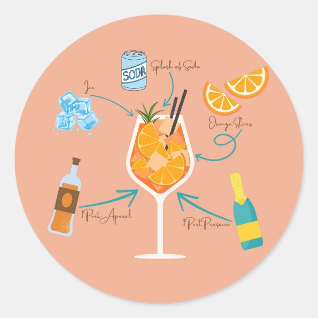 Adesivo Redondo Receita de Aperol (Frente)