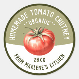 Adesivo Redondo Receita de Molho de Tomate Caseiro para Conservas