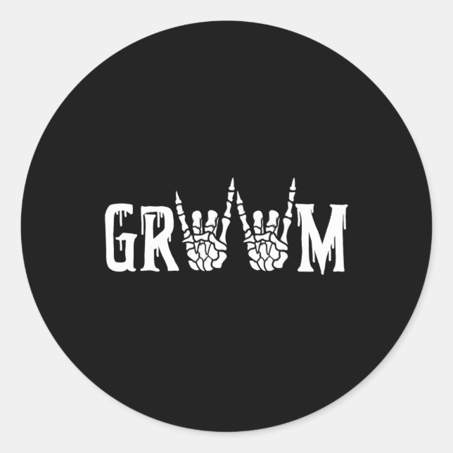 Adesivo Redondo Recem casados de Casamento do Groom Skeleton Gótic (Frente)