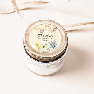 Adesivo Redondo Recém Chegado ao Mercado Desenho à Mão Obrigado