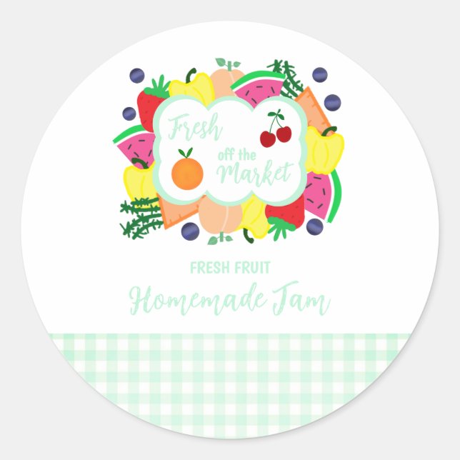 Adesivo Redondo Recém-saído do Mercado de Noivas Caseiro Compota (Frente)