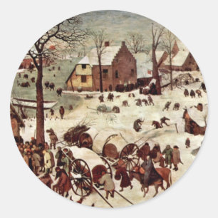 Adesivo Redondo Recenseamento em Bethlehem por Bruegel D. Ä.