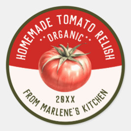 Adesivo Redondo Recheio de Tomate Caseiro para Receita de Cozinha