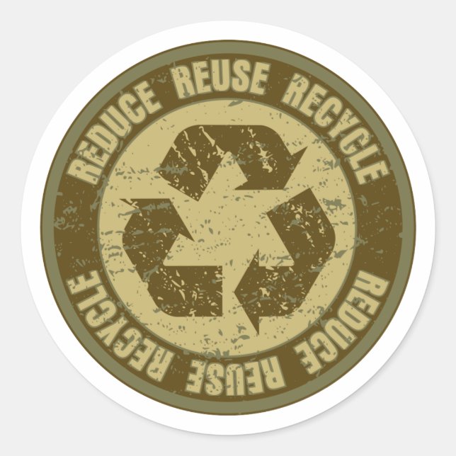 Adesivo Redondo Reciclado Grunge (Frente)