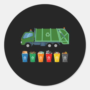 Adesivo Redondo Reciclagem Trash Kids Garge Truck Colher