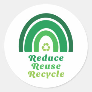 Adesivo Redondo Reciclar de Reutilização Ambiental do Arco-Íris Ve