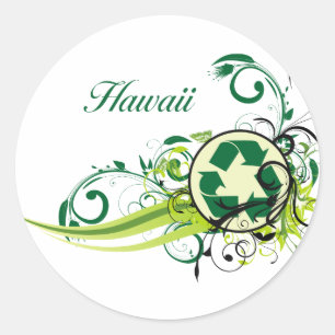 Adesivo Redondo Reciclar Havaí