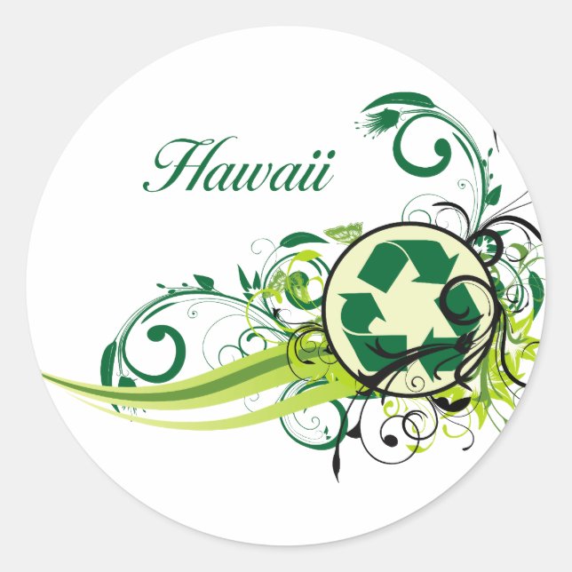 Adesivo Redondo Reciclar Hawaii (Frente)