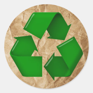 Adesivo Redondo Reciclar - Papel amassado