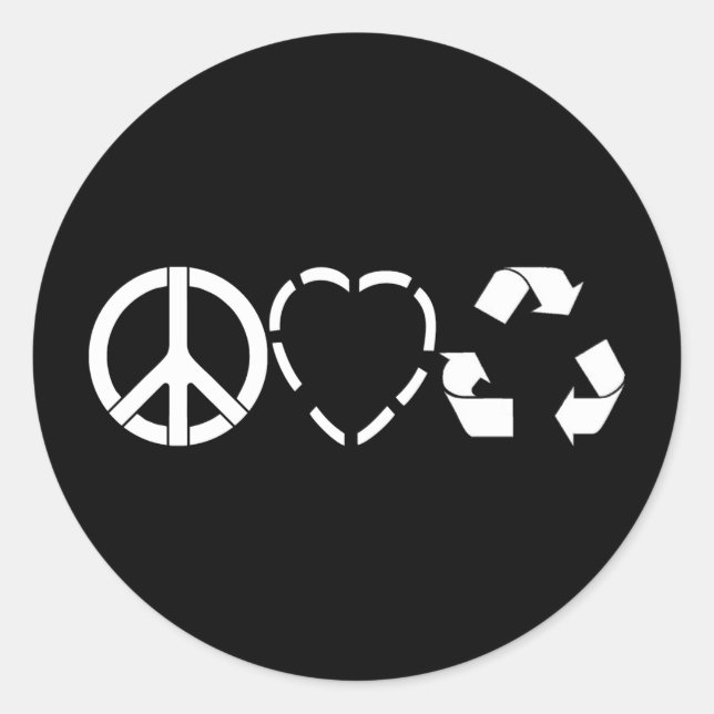 Adesivo Redondo Reciclar Peace Love (Frente)