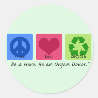 Adesivo Redondo Reciclar Peace Love