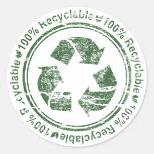 Adesivo Redondo Reciclar ~ Reciclável Reuse Terra Verde