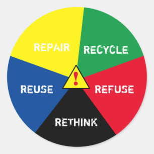 Adesivo Redondo ! Reciclar, Reuso, Reutilização, Repensar - Sal