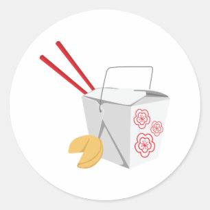 Adesivo Redondo Recipiente de comida chinês