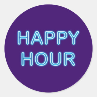 Adesivo Redondo Reclamação de néon neon sign Happy Hour