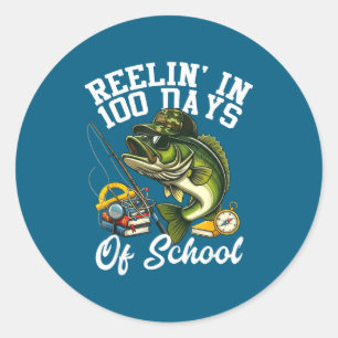 Adesivo Redondo Recolhendo 100 dias de escola de pesca camo bass