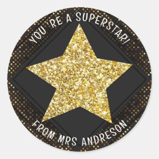 Adesivo Redondo Recompensa de Professor Superstar Personalizada