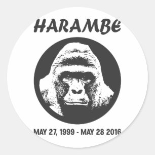 Adesivo Redondo Recorde Harambe