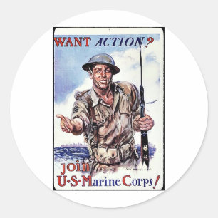 Adesivo Redondo Recrutamento Usmc