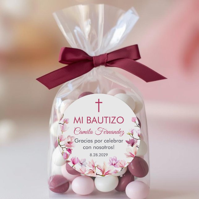 Adesivo Redondo Recuerdos de Bautizo Baptism Christening Favening (Criador carregado)