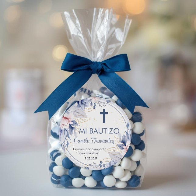 Adesivo Redondo Recuerdos de Bautizo Baptism Christening Favening (Criador carregado)