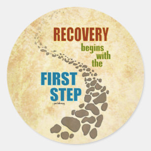Adesivo Redondo Recuperação, o Primeiro Passo (12 passos, sem drog
