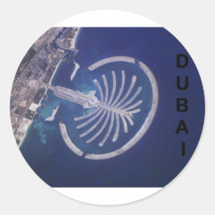 Adesivo Redondo Recurso árabe da Palma-Ilha de Dubai dos emirados