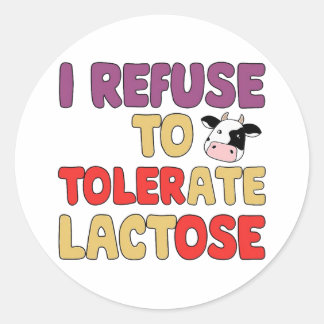 Adesivo Redondo Recuso-me a tolerar a lactose