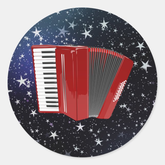 Adesivo Redondo Red Accordion on Starry Sky  (Frente)