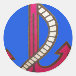 Adesivo Redondo Red Anchor Art Impressão