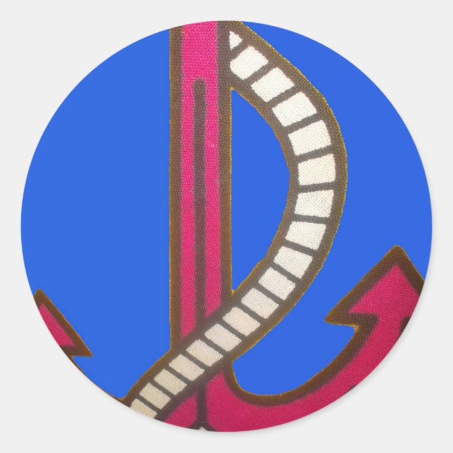 Adesivo Redondo Red Anchor Art Impressão (Frente)