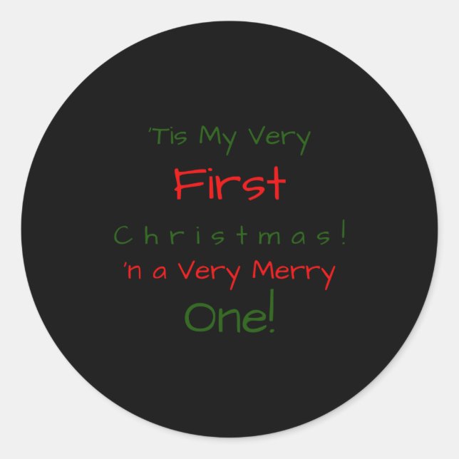 Adesivo Redondo Red And Green D First Baby Christmas Baby  (Frente)