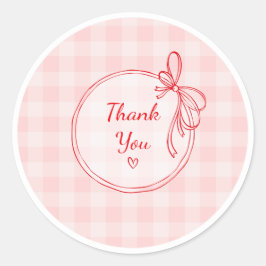 Adesivo Redondo Red and Pink Coquette Thank You Circle Sticker