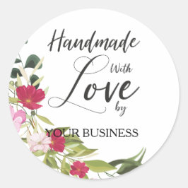 Adesivo Redondo Red and Pink Floral Craft Articles Handmade