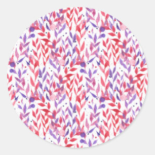 Adesivo Redondo Red and Purple Palm Leaves