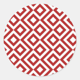 Adesivo Redondo Red and White Meander