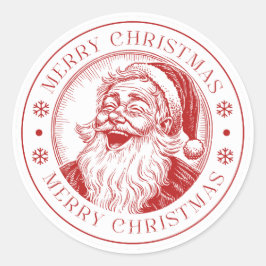 Adesivo Redondo Red and White Vintage Christmas Festive Holiday