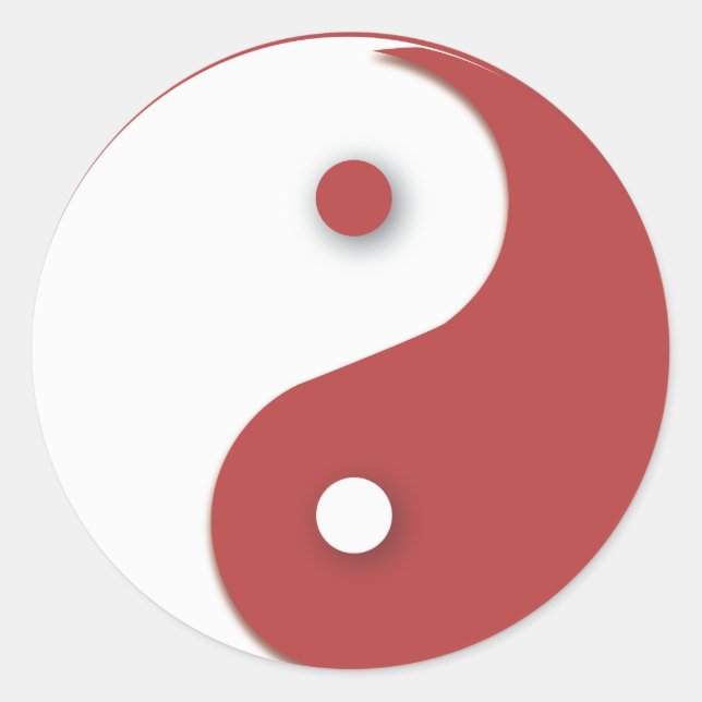 Adesivo Redondo Red and White Yin & Yang (Frente)
