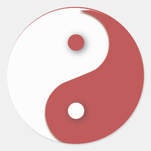 Adesivo Redondo Red and White Yin & Yang