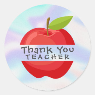 Adesivo Redondo Red Apple Holographic Obrigado Professora