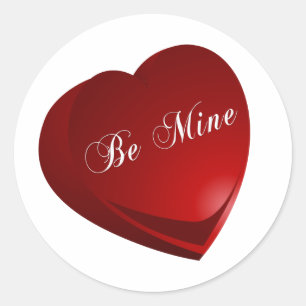 Adesivo Redondo Red Be Mine Heart