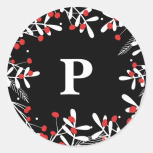 Adesivo Redondo Red Berries e White deixam Feriado Negro Russo