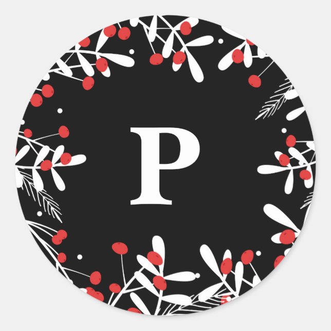 Adesivo Redondo Red Berries e White deixam Feriado Negro Russo (Frente)