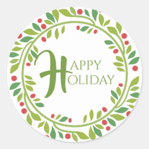 Adesivo Redondo Red Berry Christmas Wreath Sticker