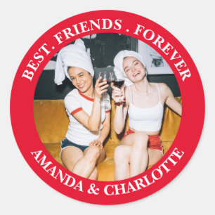 Adesivo Redondo Red Best Friends Forever Sticker
